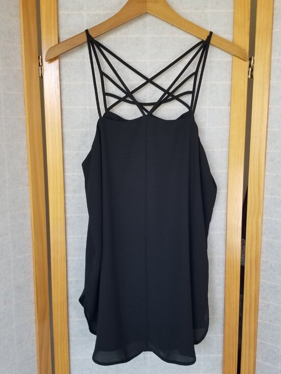 Express Tops - Express Barcelona Cami Tank Top Black Size Medium Strappy Flowing Fit
